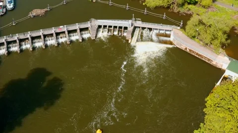 Thames River Weir in Reading Stock Footage 193495521