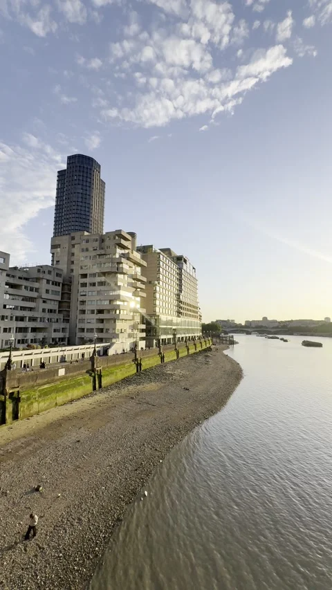 Thames riverside urban architecture 4K UHD Stock Footage 336329806