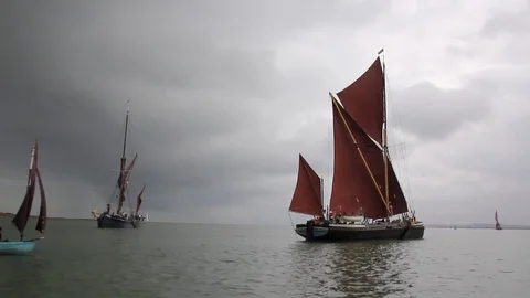 Thames sailing barges at sea 動画素材 70093851