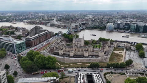 Thames surrounded by modern London skyline Stock Footage 344069736