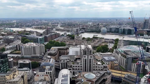 Thames surrounded by modern London skyline Stock Footage 344069798