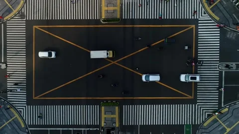 THAMRIN SQUARE ZEBRA CROSS FROM TOP VIEW Video stock 160653238