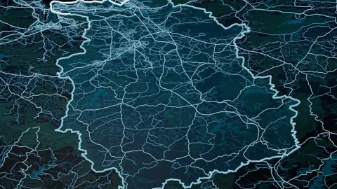Thane India Glowing Digital Map Animation 4K Stock Footage 337674861