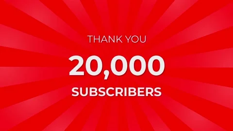 Thank you 20,000 Subscribers Text on Red Background with Rotating White Rays Stock Footage 199606450