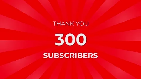 Thank you 300 Subscribers Text on Red Background with Rotating White Rays Stock Footage 199607416