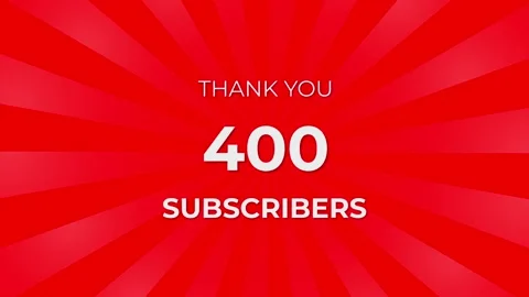 Thank you 400 Subscribers Text on Red Background with Rotating White Rays Stock Footage 199607382