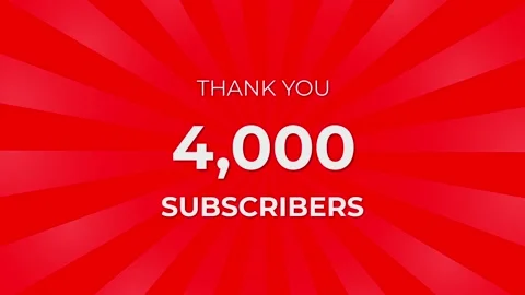 Thank you 4,000 Subscribers Text on Red Background with Rotating White Rays Stock Footage 199606702