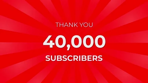 Thank you 40,000 Subscribers Text on Red Background with Rotating White Rays Stock Footage 199606245