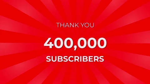 Thank you 400,000 Subscribers Text on Red Background with Rotating White Ray Stock Footage 199606064