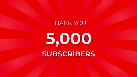 Thank you 5,000 Subscribers Text on Red Background with Rotating White Rays Stock Footage 199607400