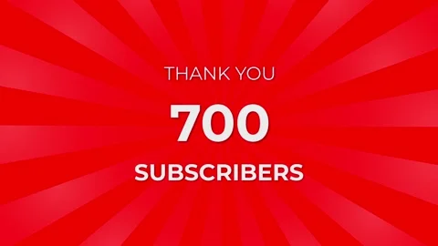 Thank you 700 Subscribers Text on Red Background with Rotating White Rays Stock Footage 199607133
