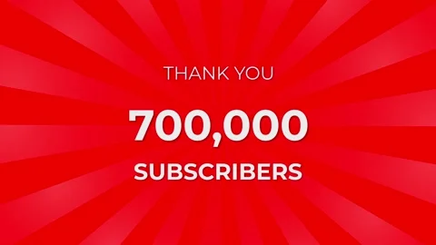 Thank you 700,000 Subscribers Text on Red Background with Rotating White Ray Stock Footage 199605986