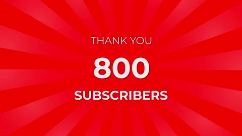 Thank you 800 Subscribers Text on Red Background with Rotating White Rays Stock Footage 199607070