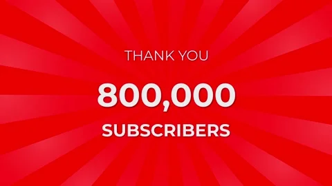 Thank you 800,000 Subscribers Text on Red Background with Rotating White Ray Stock Footage 199605861