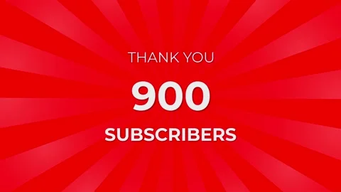 Thank you 900 Subscribers Text on Red Background with Rotating White Rays Stock Footage 199607099