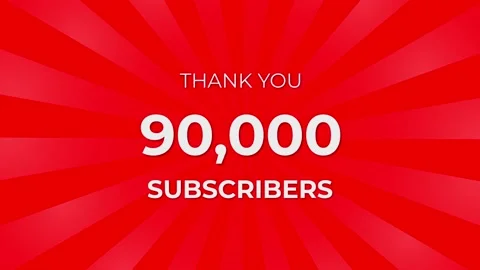 Thank you 90,000 Subscribers Text on Red Background with Rotating White Rays Stock Footage 199606191