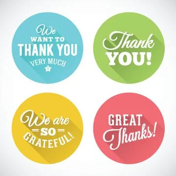 Thank You Abstract Vector Flat Style Badges or Icons Stock Illustration