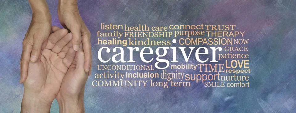 Thank you to all the caregivers word cloud banner  Stock Photos