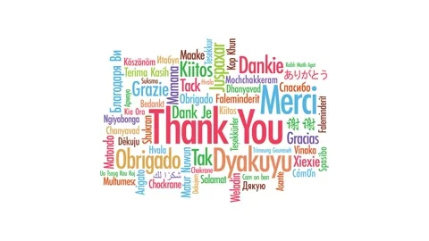 Thank you in all language flat animation motion graphic 4k on white background Stock Footage 310110898