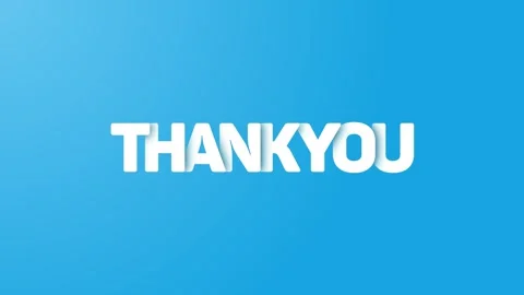 Thank you animation text overlapping isolated blue background Stock Footage 301785667