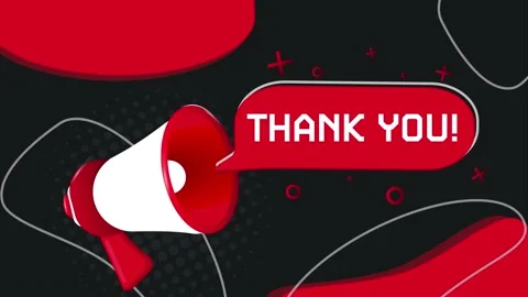 Thank you banner. Megaphone with speech bubble in flat style. 4K video animation Stock Footage 226813402