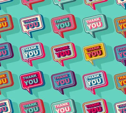 Thank you bubble pattern seamless. Gratitude speech background. vector textur Stockillustratie