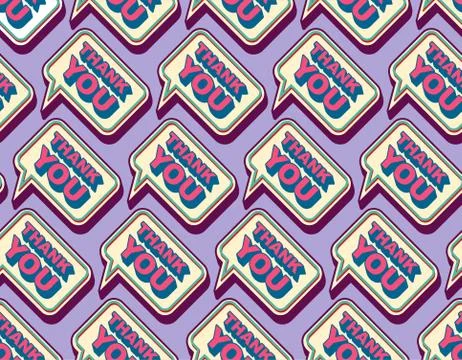 Thank you bubble pattern seamless. Gratitude speech background. vector textur Stock Illustration
