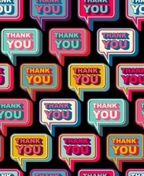 Thank you bubble pattern seamless. Gratitude speech background. vector textur Illustrazione stock