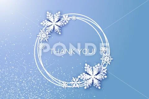 Thank You Card. Merry Christmas And Happy New Year Greetings Card. White Paper