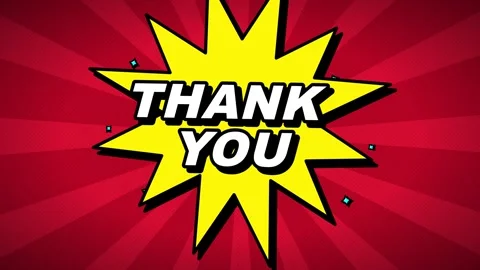 Thank you comic book style pop animation with red sunburst background, pop .. Stock Footage 337562586