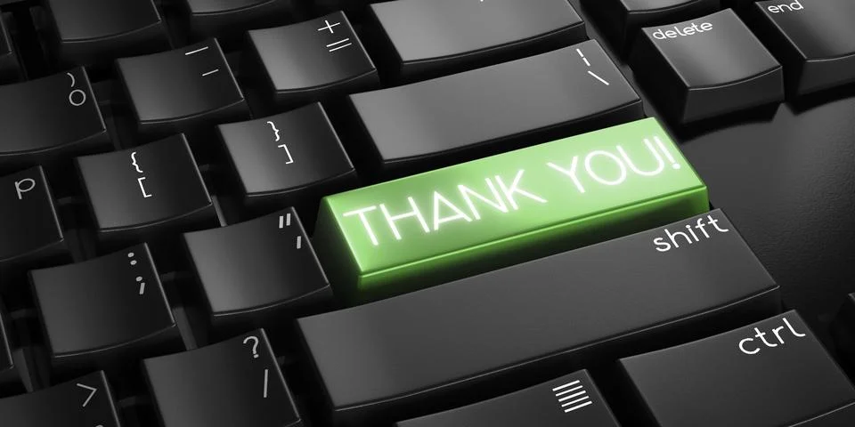 Thank you - computer keyboard - 3D illustration 库存插图
