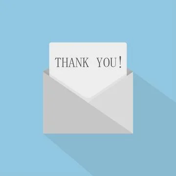 Thank you concept with open envelope. The letter says thank you. Vector Stock Illustration