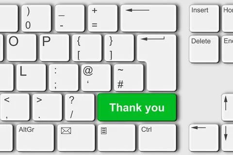 A Thank you concept PC computer keyboard 3d illustration Stock Illustration