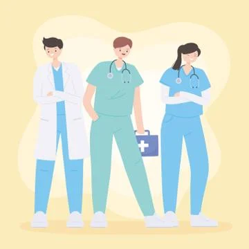 Thank you doctors and nurses, medical teamwork people characters Illustrazione stock