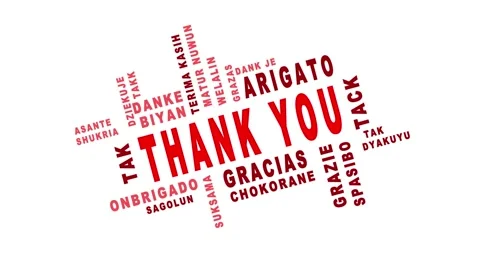 Thank you flat text animation. Red colors thanks in different language Stock-Footage 269428634