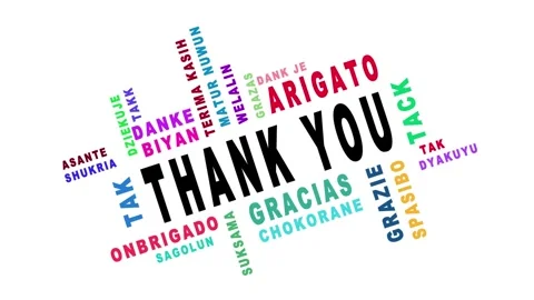 Thank you flat text animation. colorful thanks in different language motion Video stock 269428694