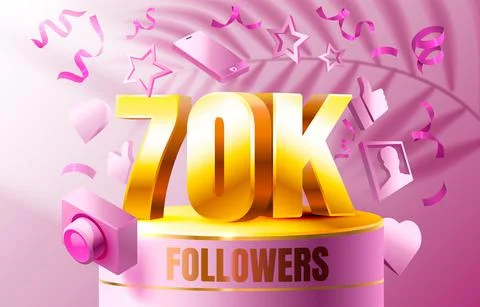 Thank you followers peoples, 70k online social group, happy banner celebrate Stock Illustration