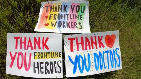 Thank You Frontline Heroes - Thank You Frontline Workers - Thank you doctors! Stock Footage
