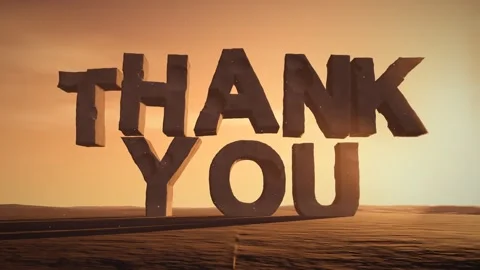 Thank You Giant Eroded Stone Letters Standing in a Desert at Sunset with Vídeos de archivo 341805921