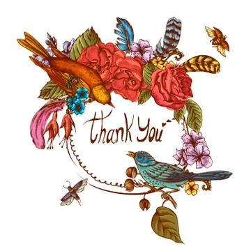 Thank You Hand Drawn Vector Greeting Card Stock Illustration