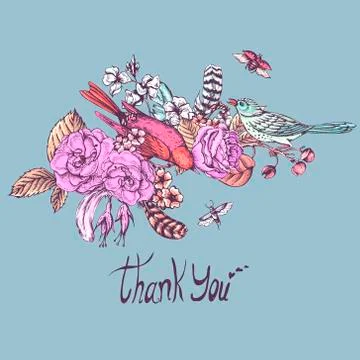 Thank You Hand Drawn Vector Greeting Card Stock Illustration