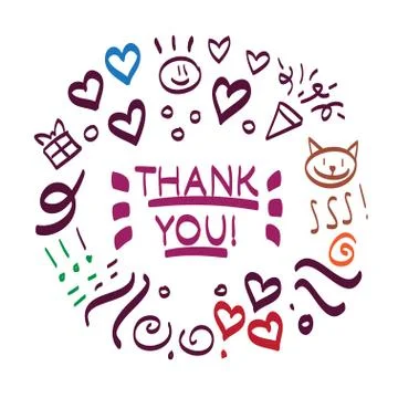 Thank You hand drawn vector scribble icon symbol Stock Illustration