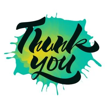 Thank you. Handwritten Brush Script On Ink Drop. Modern Calligra Stock Illustration