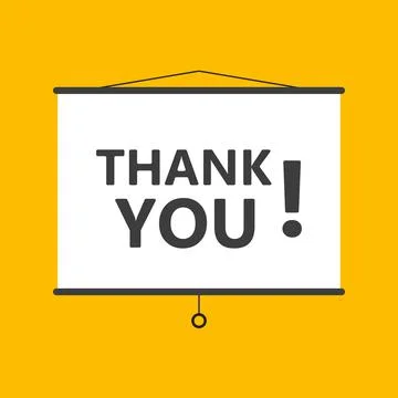 Thank you hanging presentation screen sign on yellow background for business, Illustrazione stock