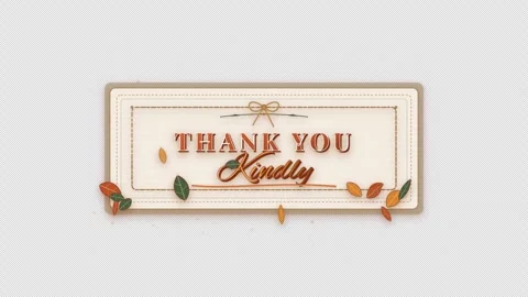 Thank you kindly message with decorative border and design elements Stock Footage 344574557