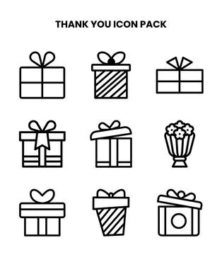 Thank You Line Bundle Icons Pack Illustrazione stock