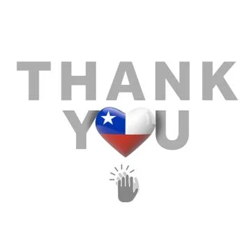 Thank you message with Chile flag heart. 3D Render Stock Illustration