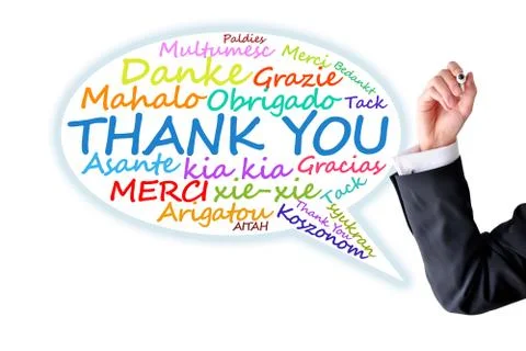 Thank you message in different languages Fotos Stock