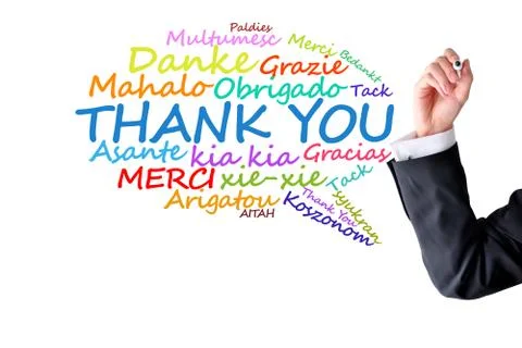 Thank you message in different languages Stock-Fotos