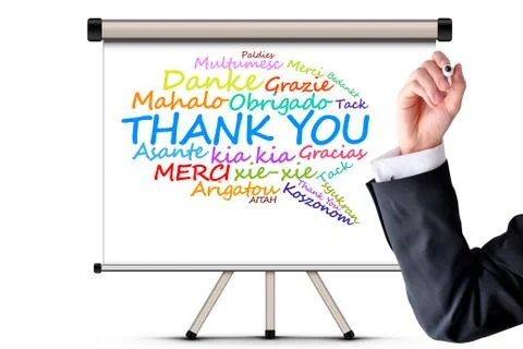 Thank you message in different languages Fotos Stock